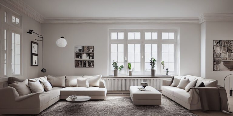 Stylish Scandinavian living room with design mint sofa